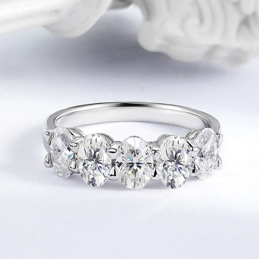 TEMGF 4*6mm Oval Cut Moissanite Rings GRA Certification for Women Fine Jewelry Engagement Wedding Eternity Bands S925 Slive Ring