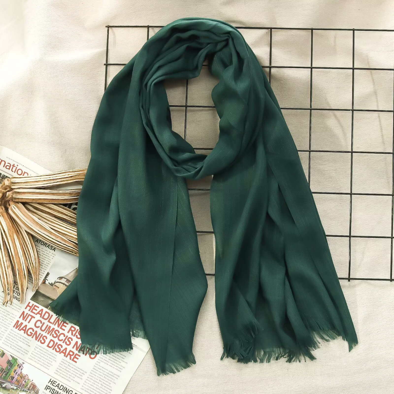 K940 2025 Spring and Autumn New Literary Scarf for Women Cotton Line Japanese and Korean Solid Color Shawl New Product Wholesale Linen Solid Color Sca