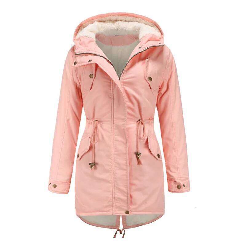 New In Winter Jacket Women 2024 Fashion Outwear Hooded Parkas Drawstring Pockets Plus Veet Thick Warm Female Padded Coats