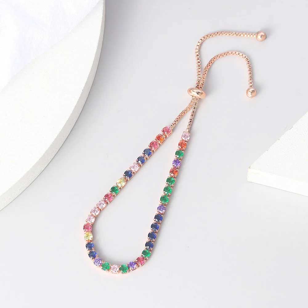 Adjustable Tennis CZ Bracelet for Women Sparking Zircon Rose Gold Color Bracelet on Hand Gift for Friends Fashion Jewelry H017 W250606
