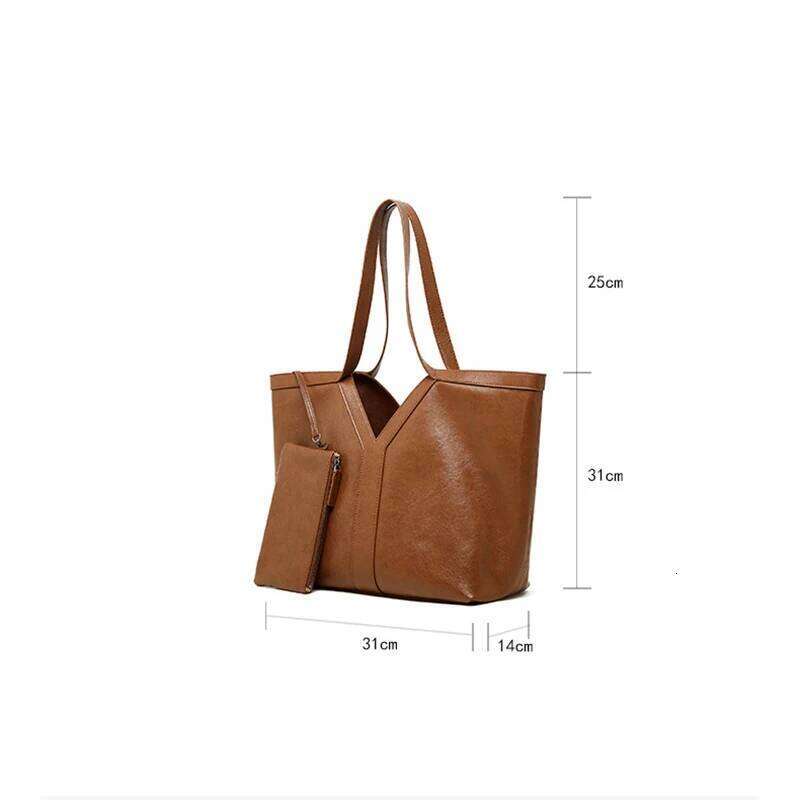 Free Custom-Made Genuine 2025 Leather Tote Shoulder Large Capacity Women's Armpit Handbag Cowhide Bag