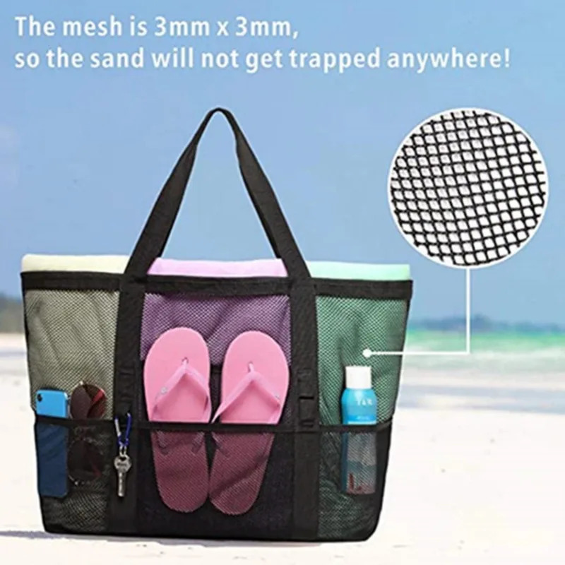 Picnic Beach Bag Women Mesh Transparent Swim Storage High Capacity Shopping Bags Tote 250605