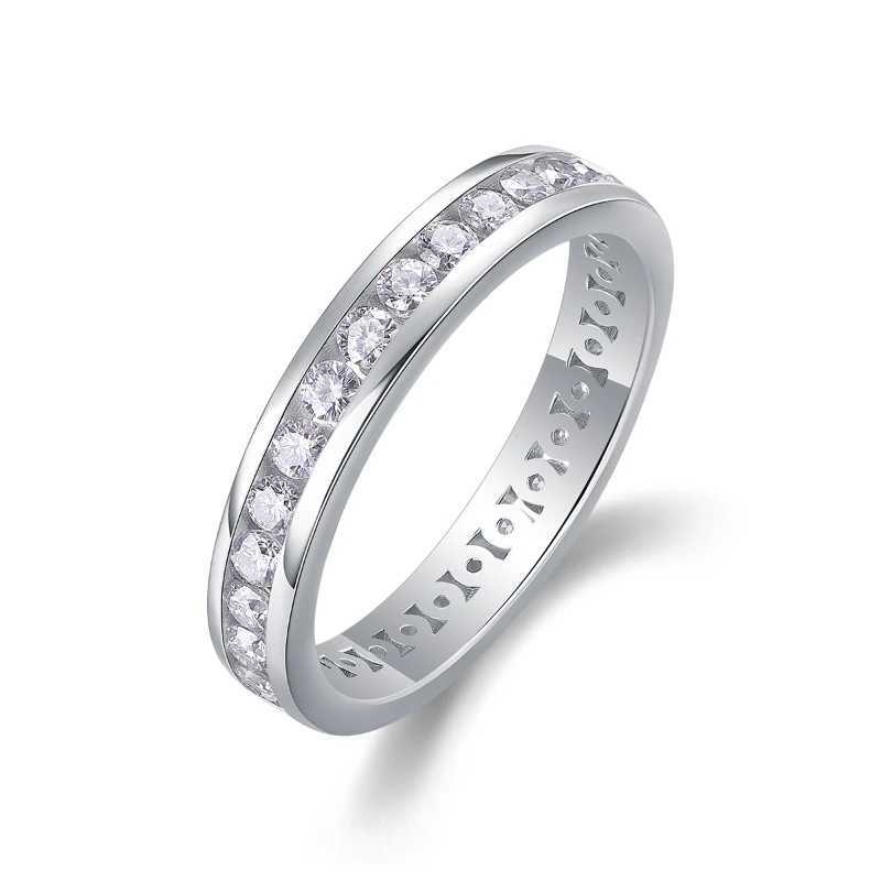 925 Sterling Silver 2mm Moissanite Ring Eternity Sparkling Full Body Luxury Diamond Ring Wedding Jewelry GRA W250606