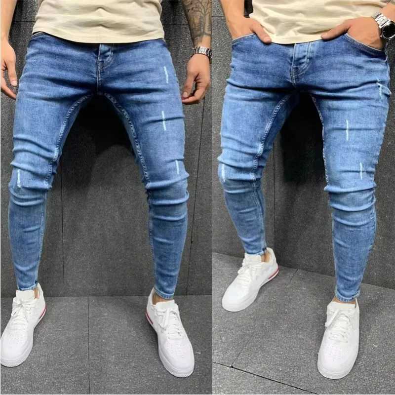 Mens Jeans Casual Skinny Pants Stretch Denim Trousers Male Slim Fit Straight Pants Fashion Jeans Soild Pencil Pants Man ClothingC250606