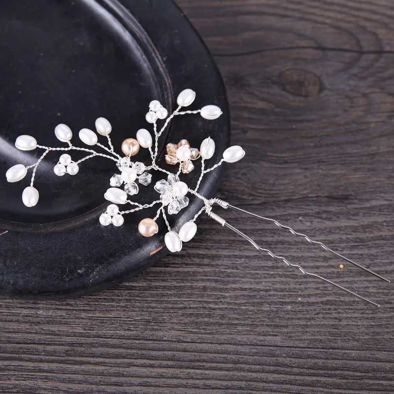 Handmade Crystal Pearl Flower Bridal Hairpins Pageant Bridesmaid Bride Headpiece Wedding Party Hair Jewelry Accessories SL Z250605