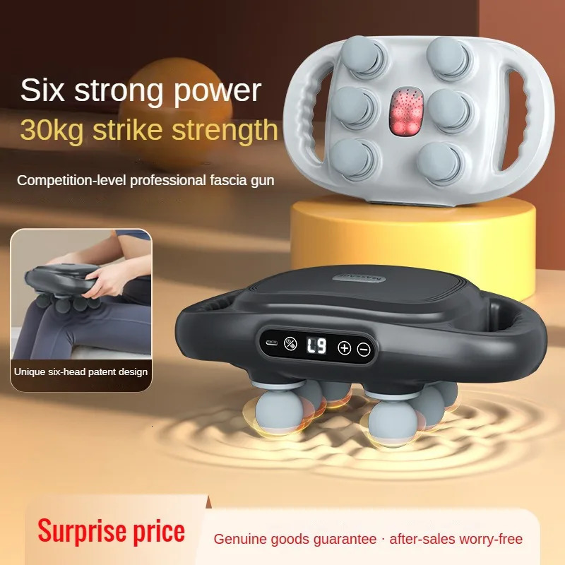 Massage GunDeep Tissue Percussion Massage Gun with 6 Heads Type-C Charging Portable Electric Handheld Body Massager 250605