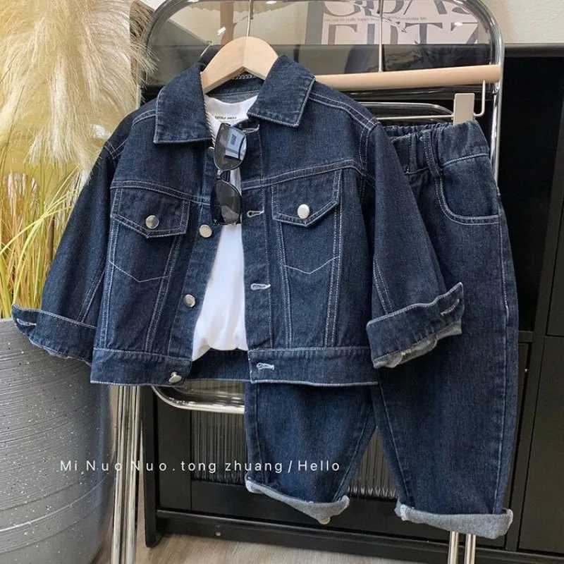 1-8Years Old Kids Boys Denim Jackets+Loose Jeans Pants 2Pcs Spring Autumn Casual Loose Long Sleeve Coats Children Clothes Sets R250606