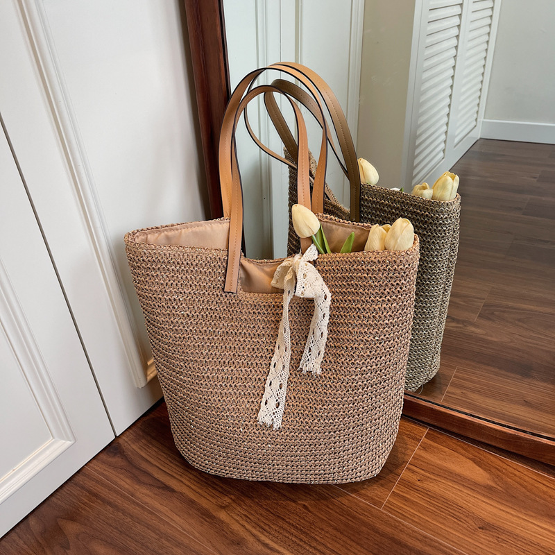 designer Summer Versatile Straw Bag for Women 2025 New Large Capacity Shoulder Tote Bag Beach Vacation Woven Be