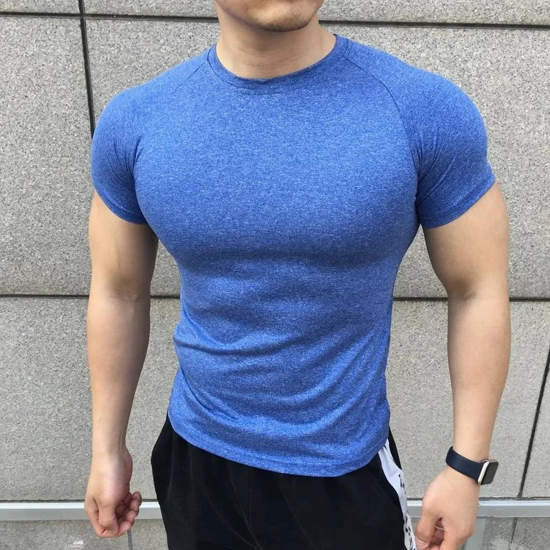 Men Summer Short Sleeve Fitness T Shirt Running Sport Gym Compression T Shirt Workout Casual High Quality Tops Clothing 250605