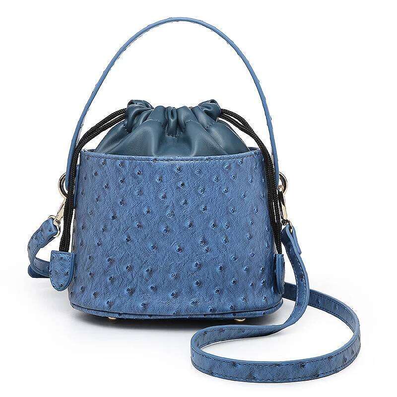 New Fashion Ostrich Pattern Bucket Handbag Designer Women Shoulder High Quality Crossbody Customized Portable Clutch Bag