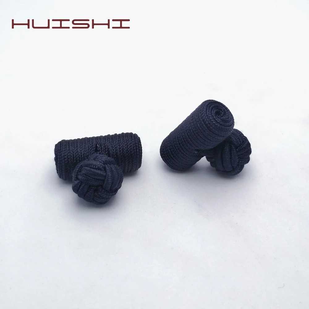 HUISHI Novelty Silk Knots Cufflinks Men Fashion Multicolor Handmade Elastic Double Rope Ball Cuff Link Button For Men Shirt Gift W250606