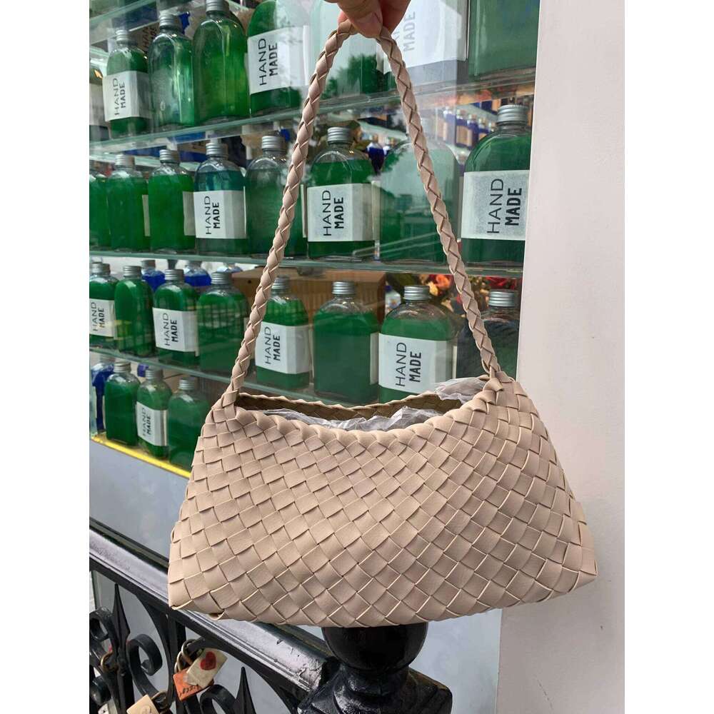 New Woven Soft Leather Women s French Style Basket Handbag Shoulder Bag