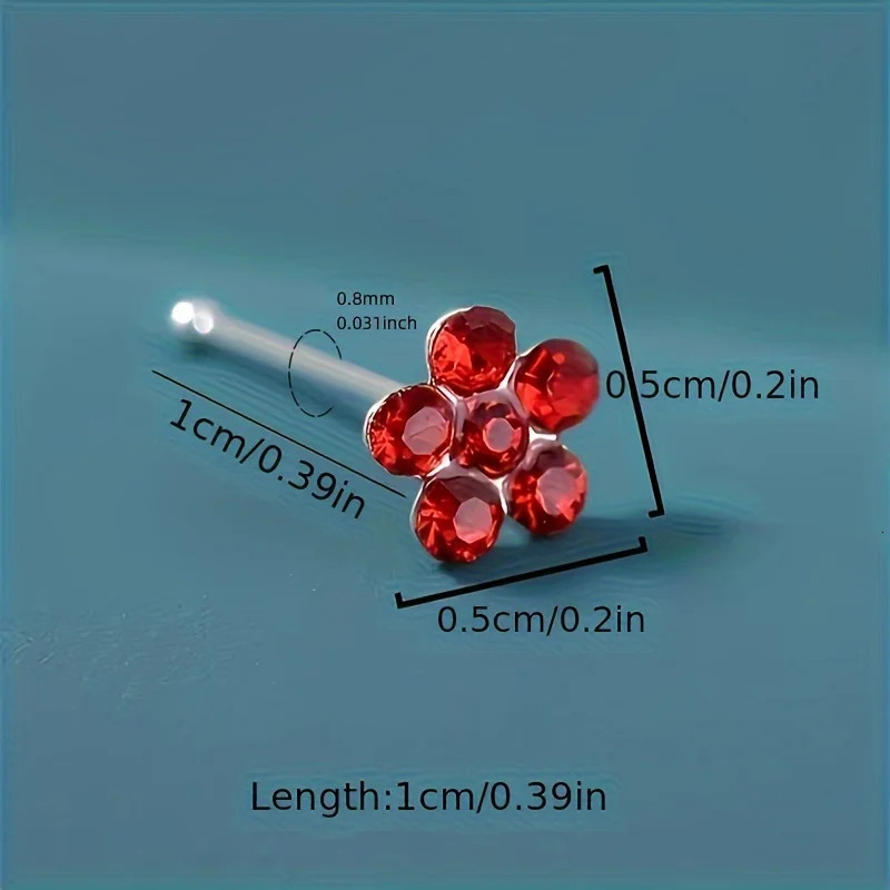 20pcs Colorful Plum Flower Rhinestone Nose Studs Elegant Cute Floral n Synthetic Zirconia Copper Material Perfect 250605