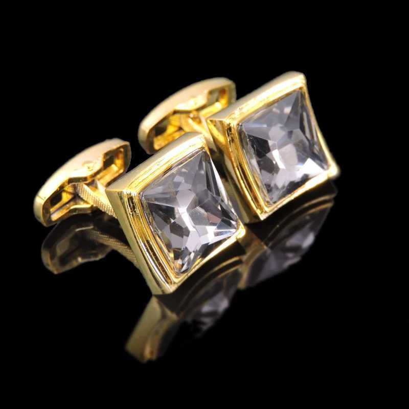 Copper material square white crystal Cufflinks fashion mens French shirt cuff buttons womens jewelry W250606