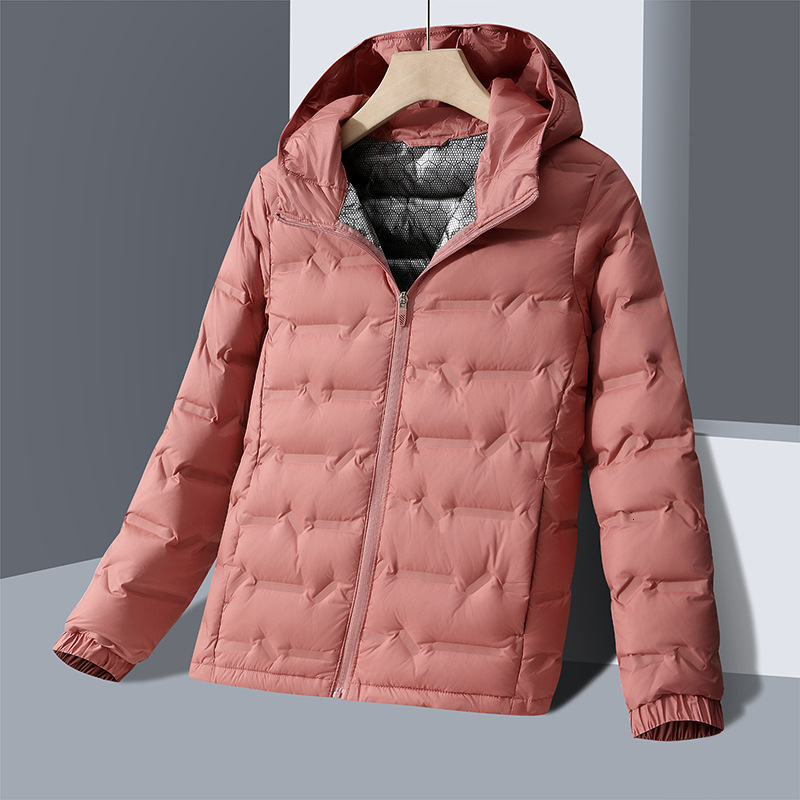 Ddmyoutdoor Autumn Winter Hooded Solid Color Lightweight Jacket Warm And Slim Fit Casual Versatile Couple Style Stand Up Collar White Duck Down Jacket