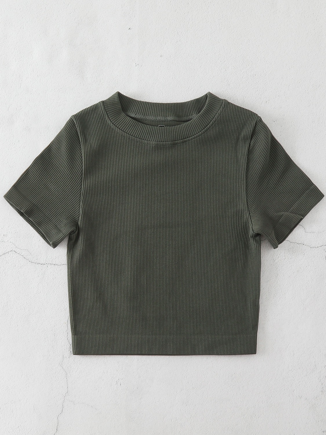 Mid Neck Border Yoga Sports Short Sleeve T-Shirt Threaded Tight Fall and Winter Tops BX513