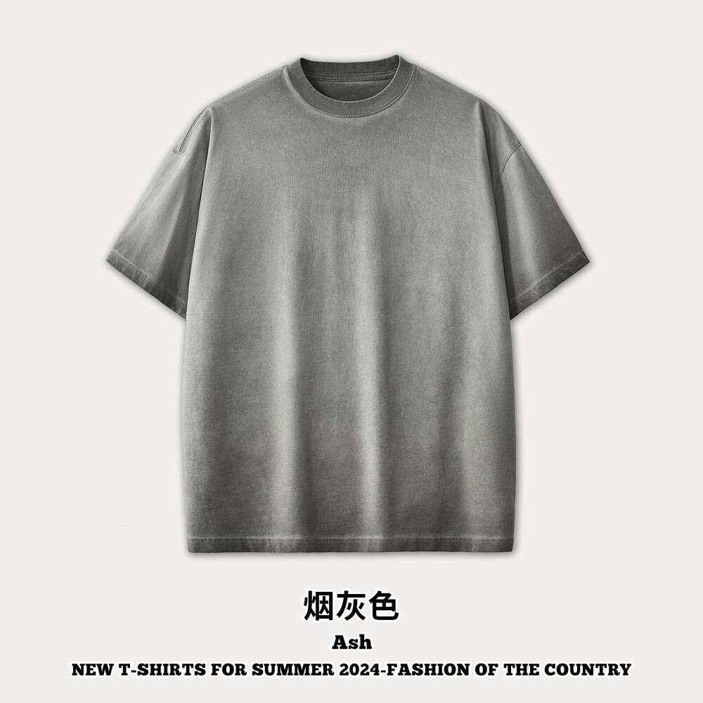 Men's Clothing|Washed Vintage For Men American Style Ins Street Dopamine Pure Cotton Trendy Brand Short Sleeve T-Shirt B5