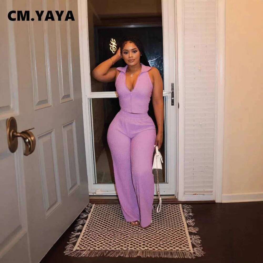 CM.YAYA Fashion Women's Set Sleeveless Tank Top and Wide Leg Pants Suits 2025 Summer Street Two 2 Piece Sets Outfits Tracksuit