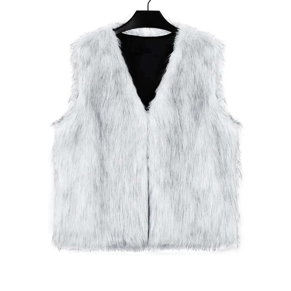 Women Faux Fur Waistcoat Fashion Winter Fuzzy Sleeveless Open Front Outwear Gilet Casual Short Vest Jacket Coat Y2K Streetwear
