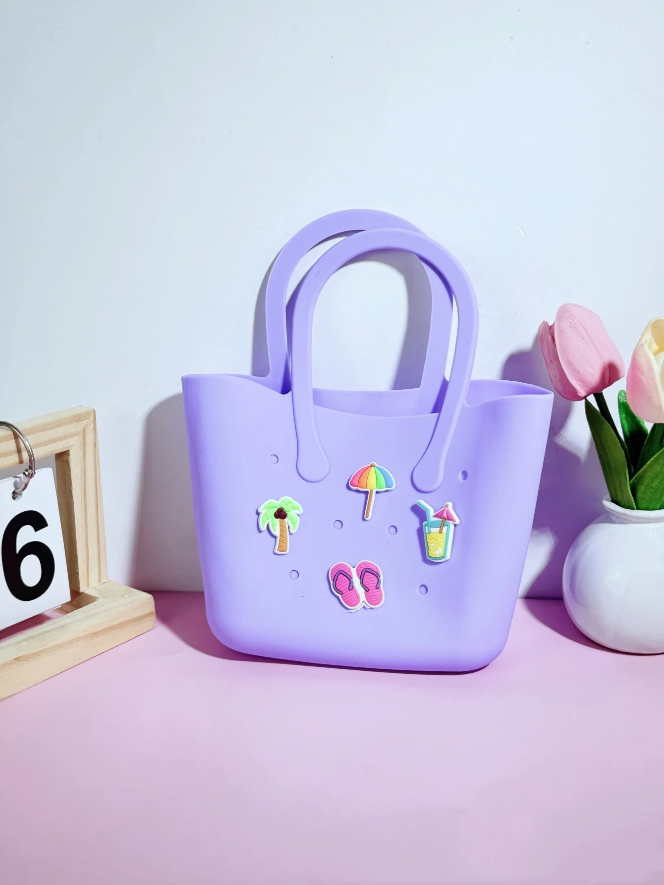 1 piece of silicone hole bag DIY parentchild handbag storage hollow mobile phone beach mother and baby b 250605