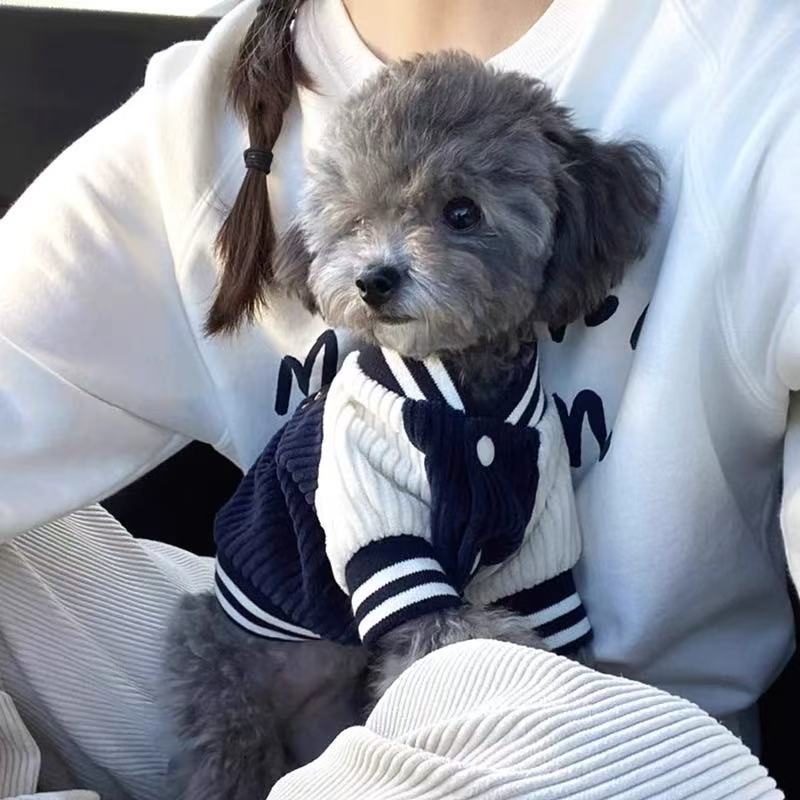 T00398 Ins style pet net red baseball uniform winter warm Teddy Bichon small dog cat dog clothes autumn and winter
