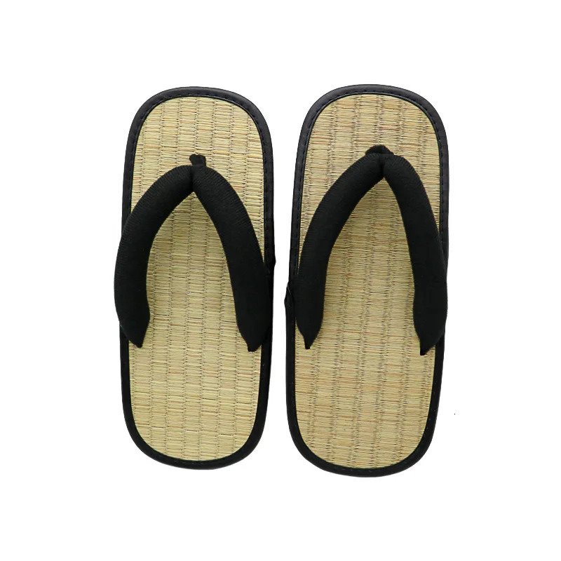 Straw Plaited Man Flip Flops Summer Slippers Y shaped Clip Slipper Sandals Open Toe Japanese Thick Bottom Slippers Indoor House 250604