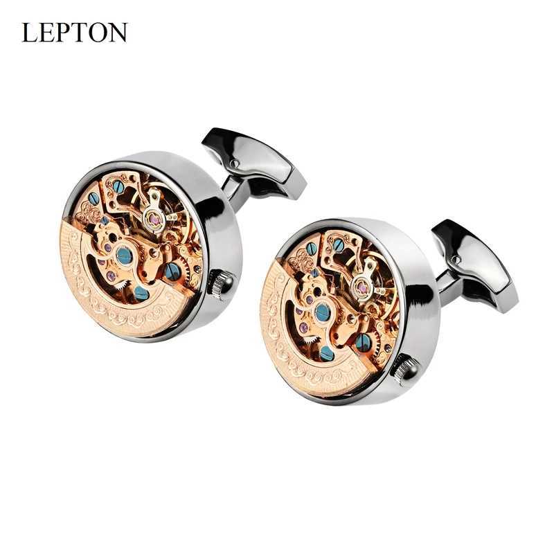 Hot Watch Movement Cufflinks For Mens Lepton Steampunk Gear Watch Mechanism Cuff links Men French Shirt Cuffs Cufflink gemelos W250606