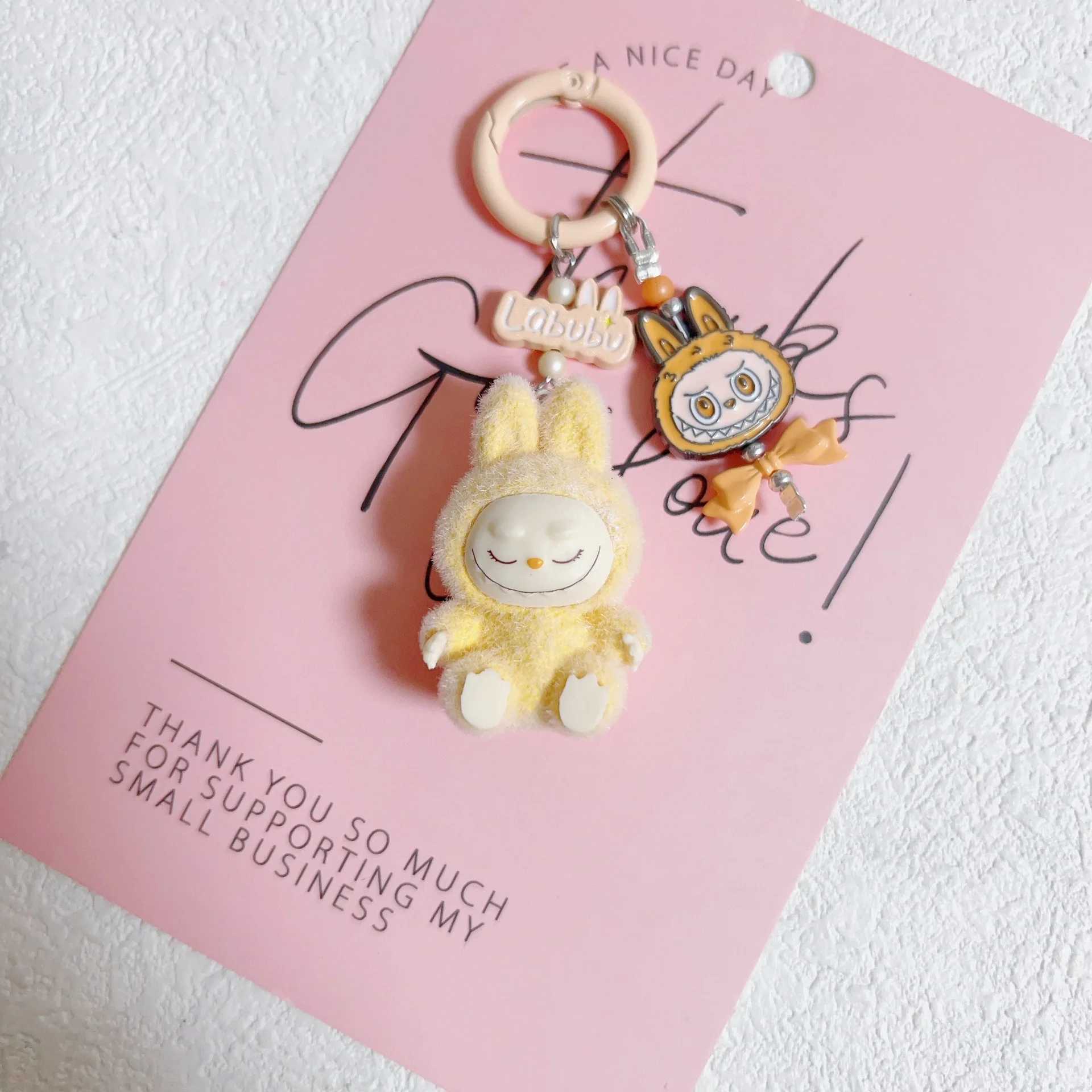New Labubu Doll Vinyl Mobile Pendant Keychain Handmade DIY Car Pendant Christmas Gift X250606