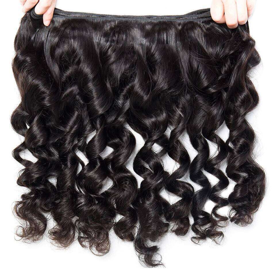 12A Peruvian Raw Virgin Unprocessed Human Hair With 4X4 Loose Wave Bundles And Closure Natural Black Color