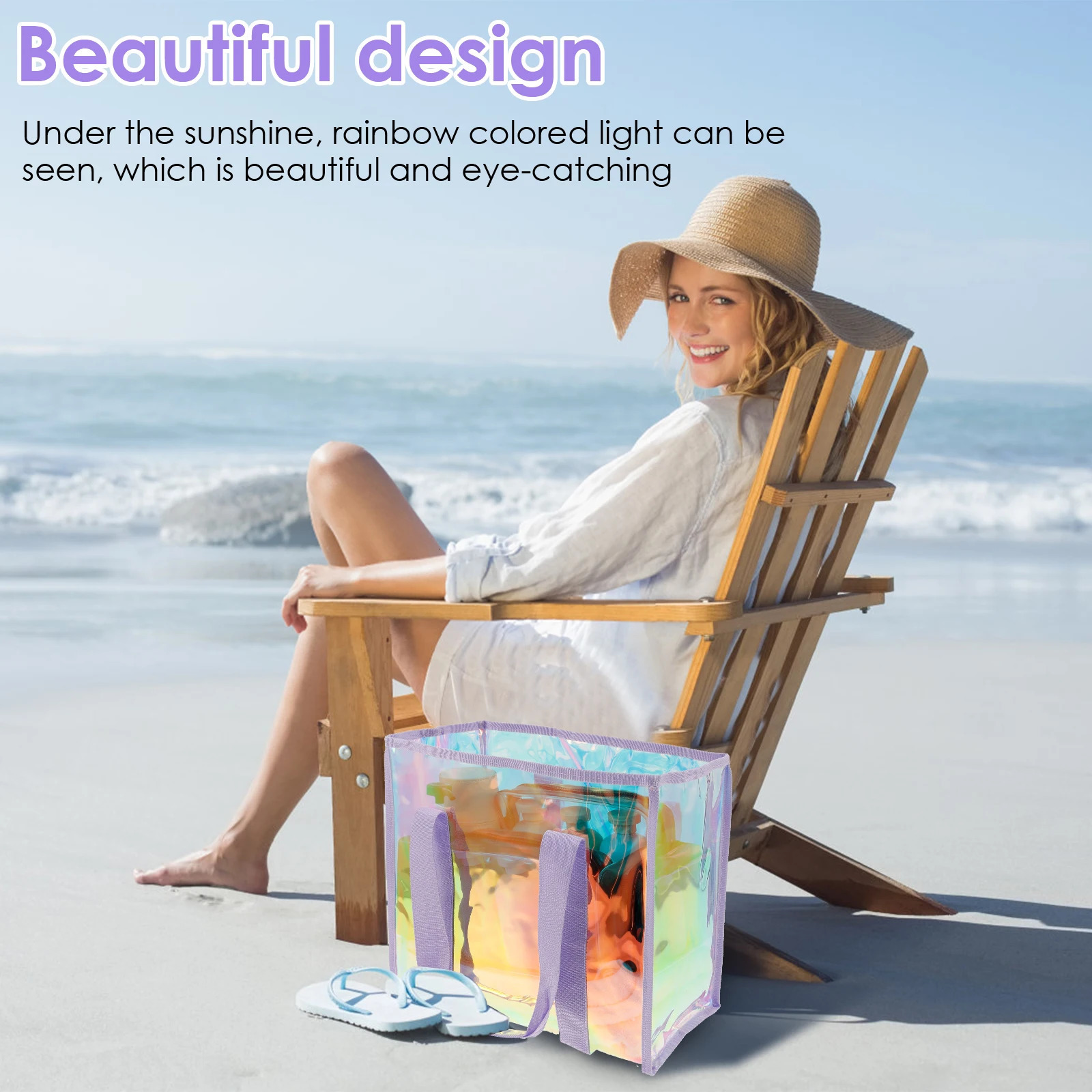 Waterproof Beach Tote Bag with Small Phone Pouch Large Capacity Female Travel Shopping Bags for Vacation Traveling Daily Use 250605