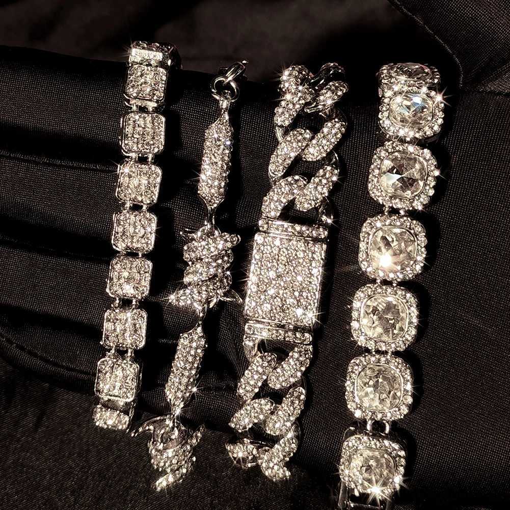 Hip Hop Bling Iced Out Crystal Cuban Link Bracelet For Women Men Gold Silver Color Full Rhinestones Miami Cuban Bracelet Jewelry W250606