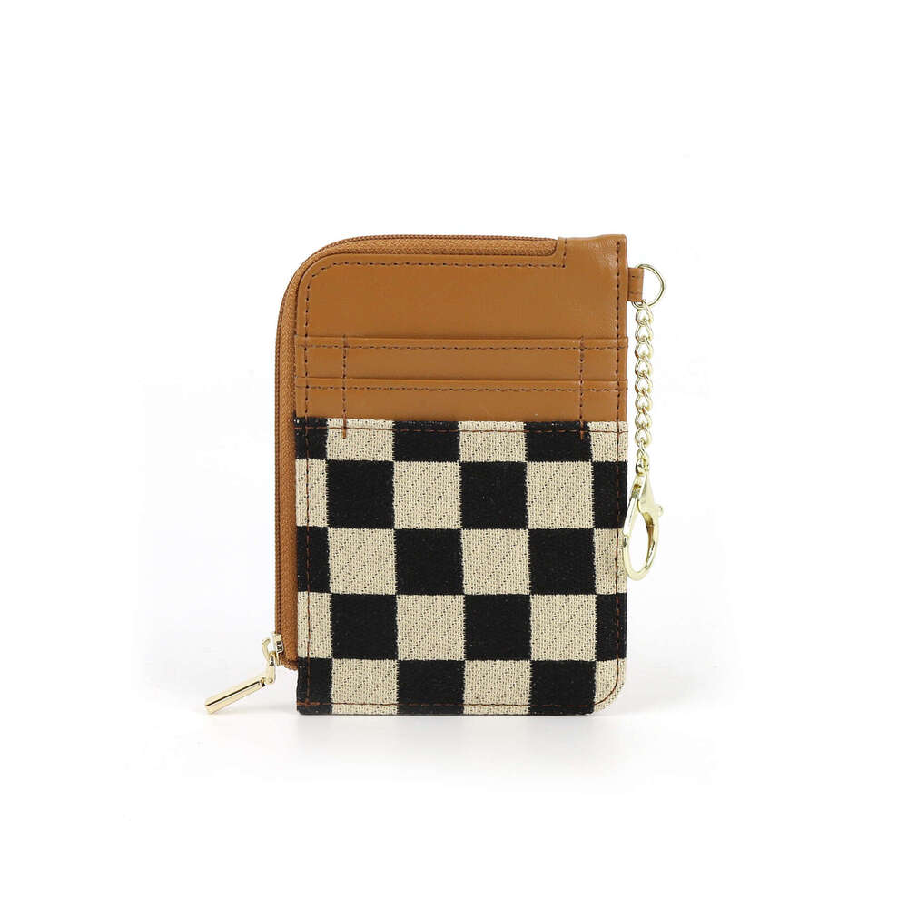 Plaid Holder Wallet Coin Purse Multi-Card Slot Bank Card Simple Ultra-Fine Fiber