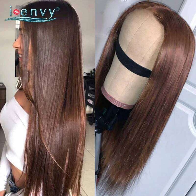 Transparent Frontal Wig Dark Human Hair Peruvian Colored Straight Lace Front Women Ginger Blonde Brown Wigs