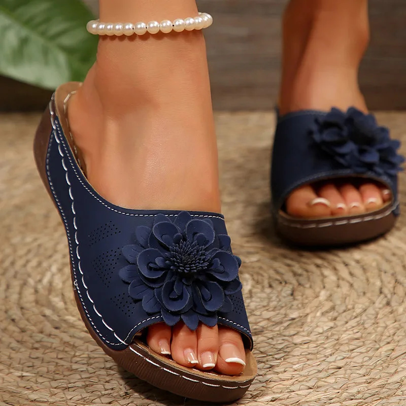 Womens Sandals Soft Heels Sandals Summer 2025 Casual Wedges Heeled Shoes Women Elegant Low Platform Slippers Sandalias Mujer 250605