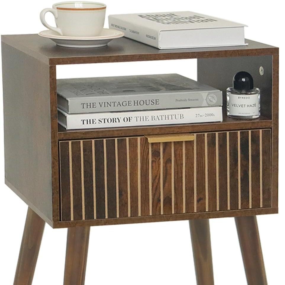B6064 Drawer-style floor-standing bedside table solid wood living room sofa side table home small apartment side cabinet