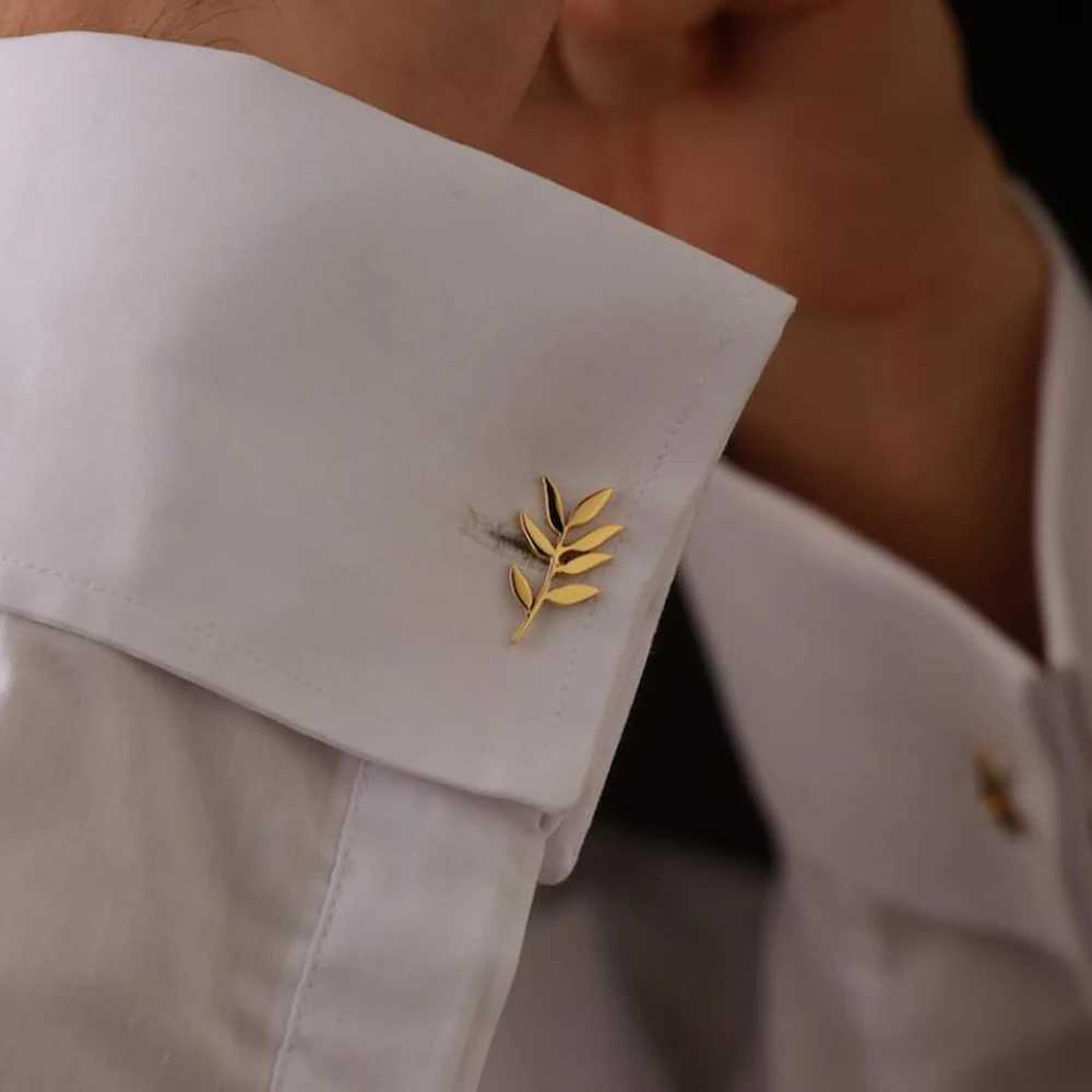 Personalized Olive Branch Pattern Cufflinks Mens Fashionable Stainless Steel Customized Cufflinks Fathers Day Husband Gift W250606