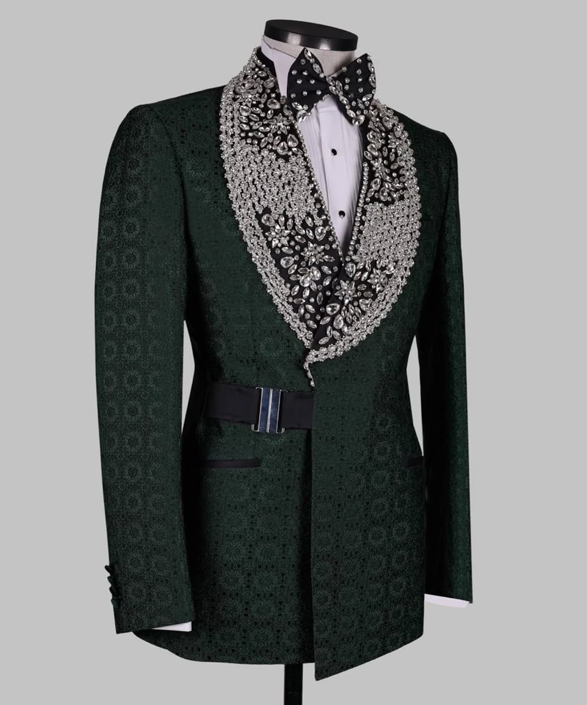 Vintage Man Suits Fit Slim Beading Crystal Shawl Lapel Party Prom 2 Pieces Set Blazer Jacquard Rhinestone Customized Jacket Pants Plus Size
