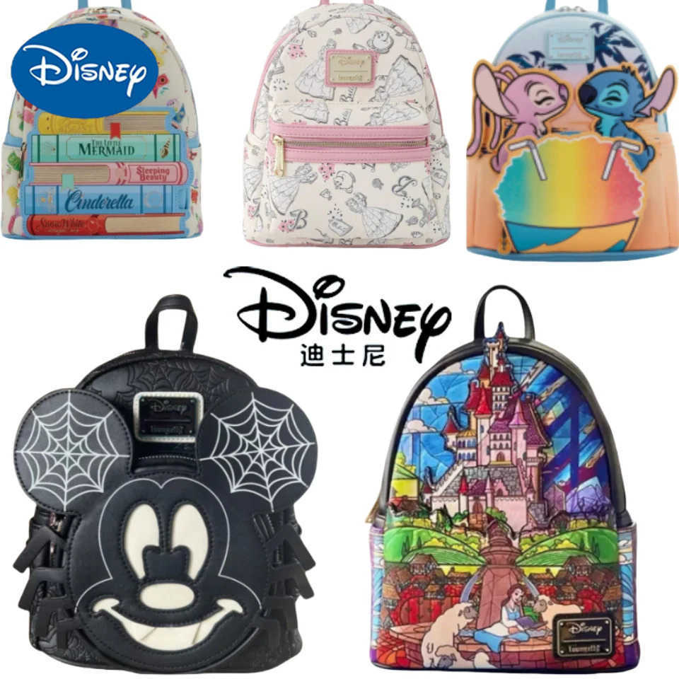 Disney Stitch Loungefly Backpack Cute Cartoon Embroidered Design Backpack Fresh And Casual Mini Backpack Womens Bag W250620