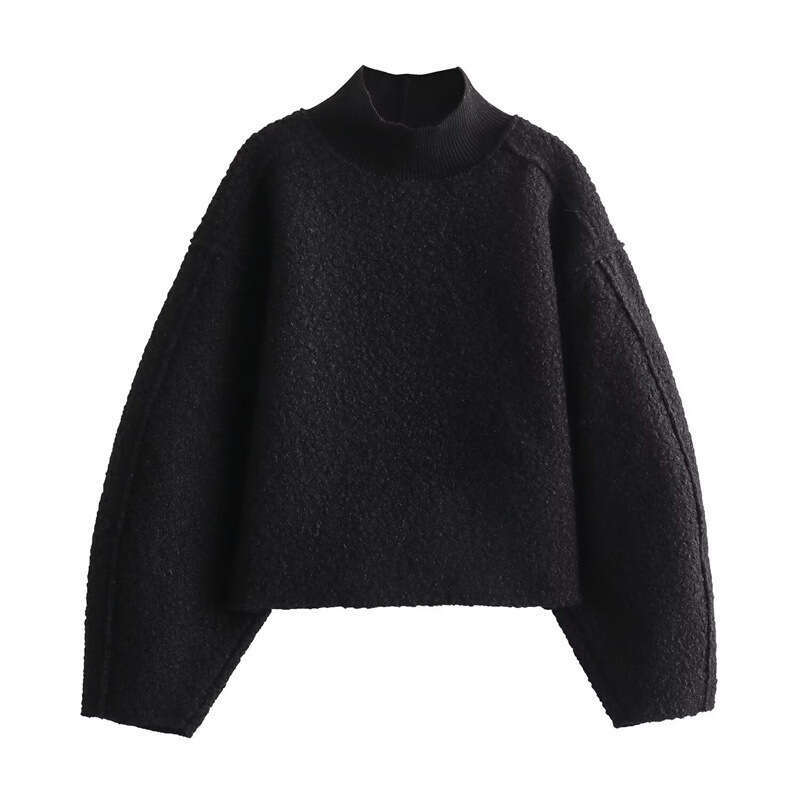 Women's Fashion Autumn Winter New Trendy Versatile Pearl Wool Loose Sweatshirt Short Pullover B5