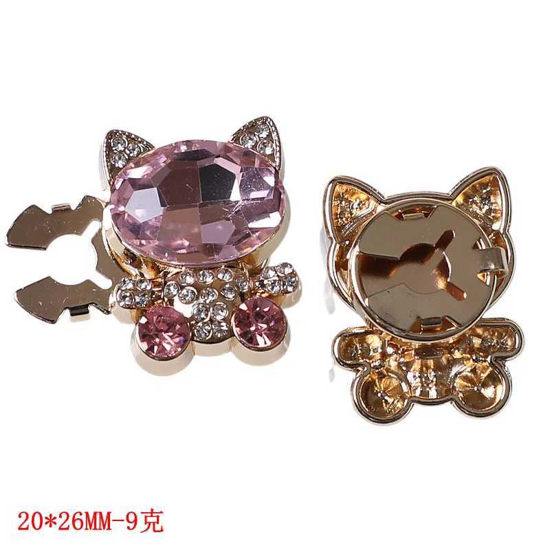 2PCS Cute Cat Rhinestone Cufflinks for Women Shirt Collar Decorative Buckle Button Cover Elegant Luxurious Jewelry Accessories W250606