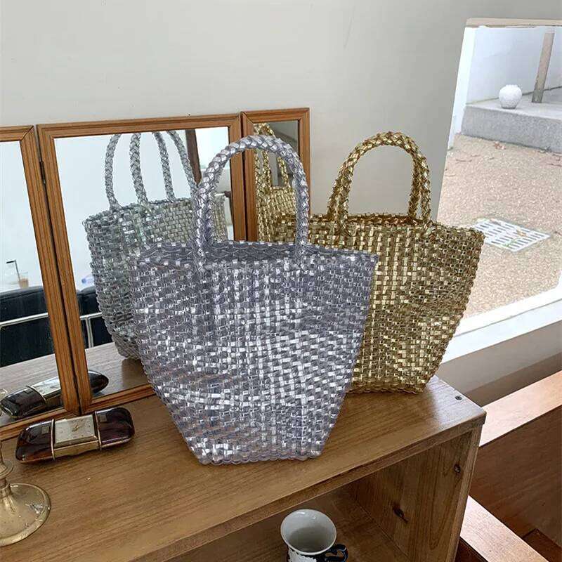 Beach Woven Tote Bag Women Large Capacity Composite Single Shoulder Shopping Bags Handmade