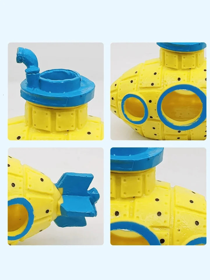 Aquarium Fish Tank Decoration Cave House Hideout Breeding Hatchery Incubator Landscape Ornament With Sunken Submarine 250604