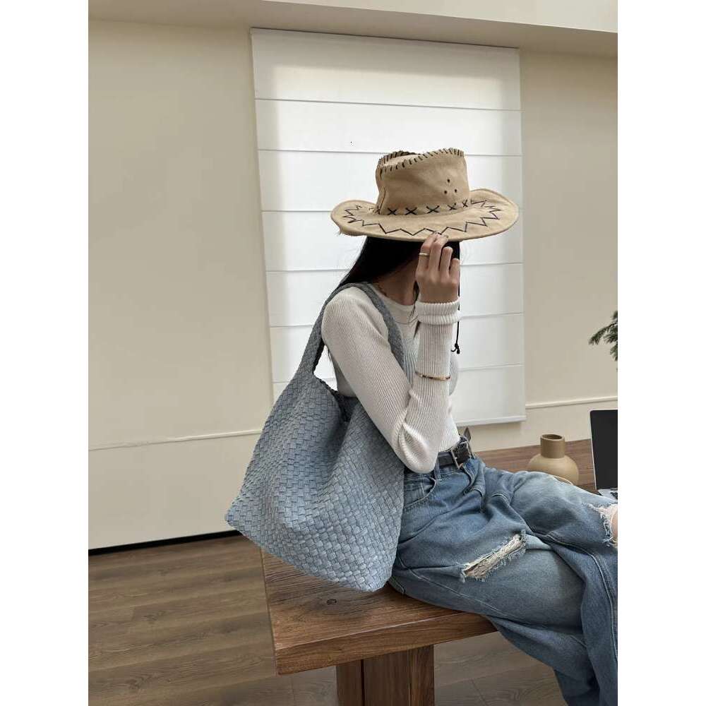 Denim Niche Design Handwoven Extra Large Capacity Tote inch Laptop Underarm Bag