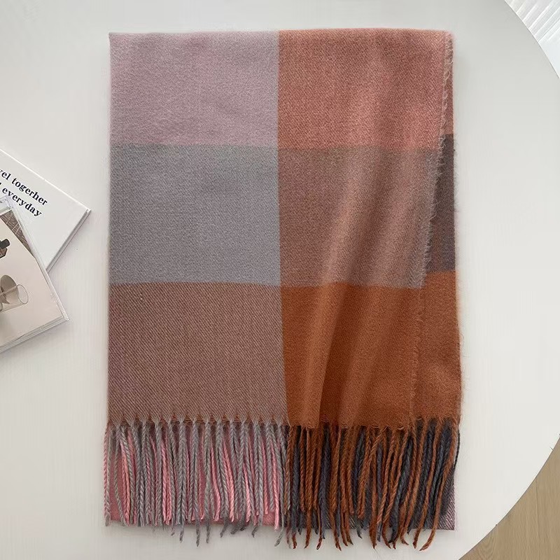 T896 New Cashmere Color Plaid Scarf Women Korean Autumn and Winter Plaid Scarf Tassel Shawl Neck