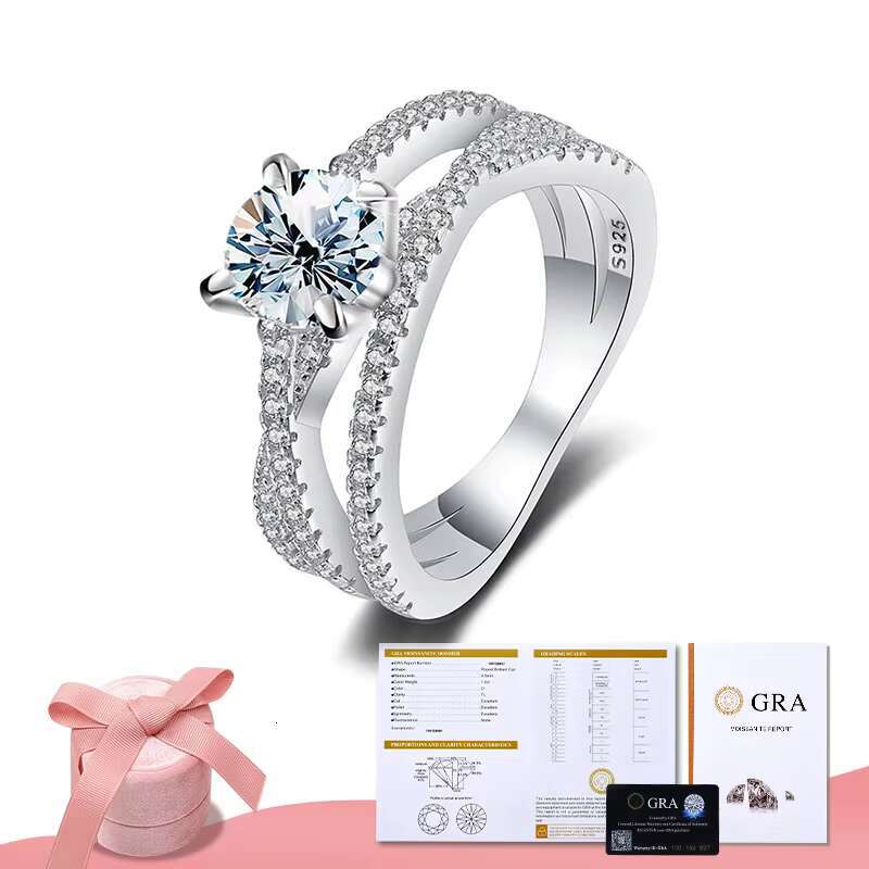 GRA Luxury Moissanite Diamond 1 2 3 5 Ct Gemstones Twisted Ring for Women 925 Sterling Silver Wedding Band Ring Fine Jewelry