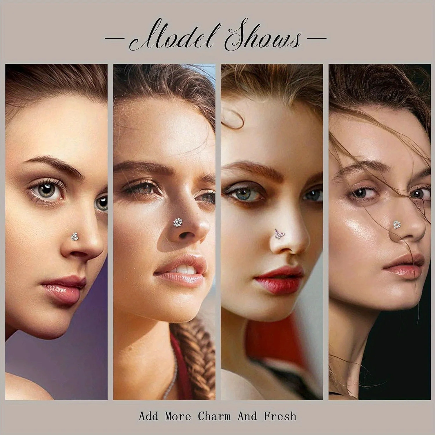 Drperfect Nose Rings for Women Steel Nose Studs Hoop Corkscrew L Shaped Nose Stud Ring Piercing Jewelry 250605