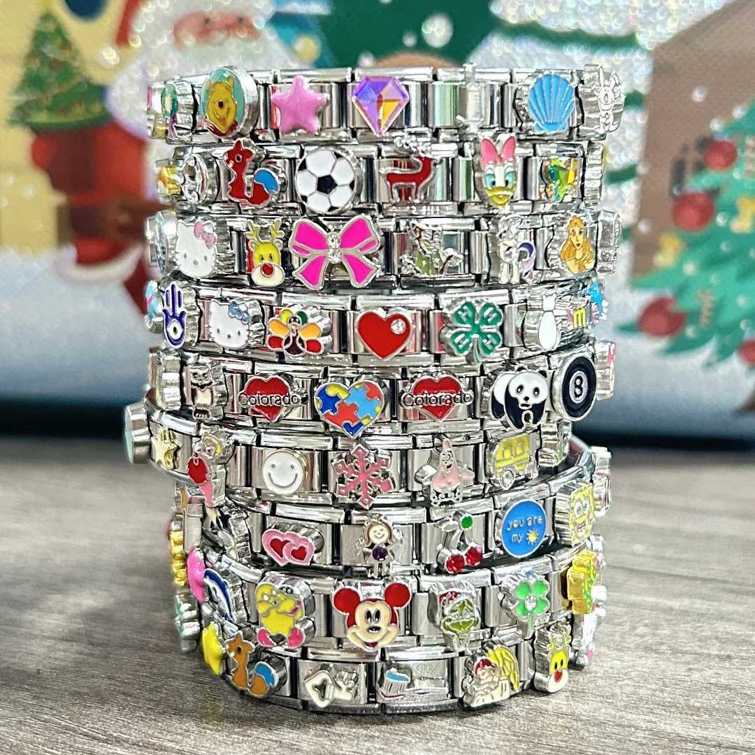 20 Mixed Italian Charm Link Bracelet 9MM Men Women DIY Parts Module Accessories Wholesale W250606