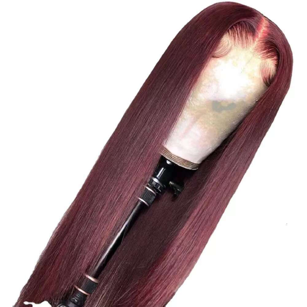 Front Lace Long Hair Pre Plucked Silky Straight 99J Burgundy Wig
