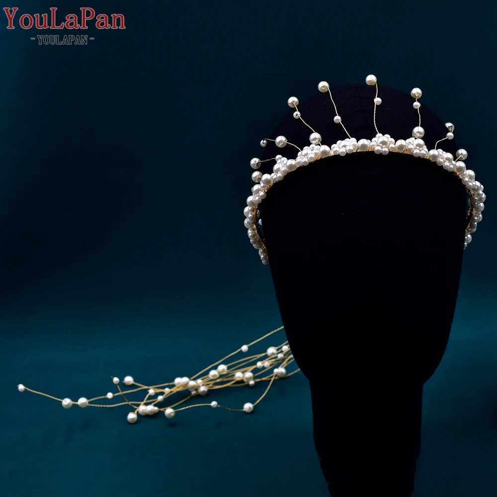 TOPQUEEN Pearls Hair Vine Bridal Wedding Headband Handmade Beaded Headwear for Woman Pearl Hairpiece Bride Trend HP610 Z250605