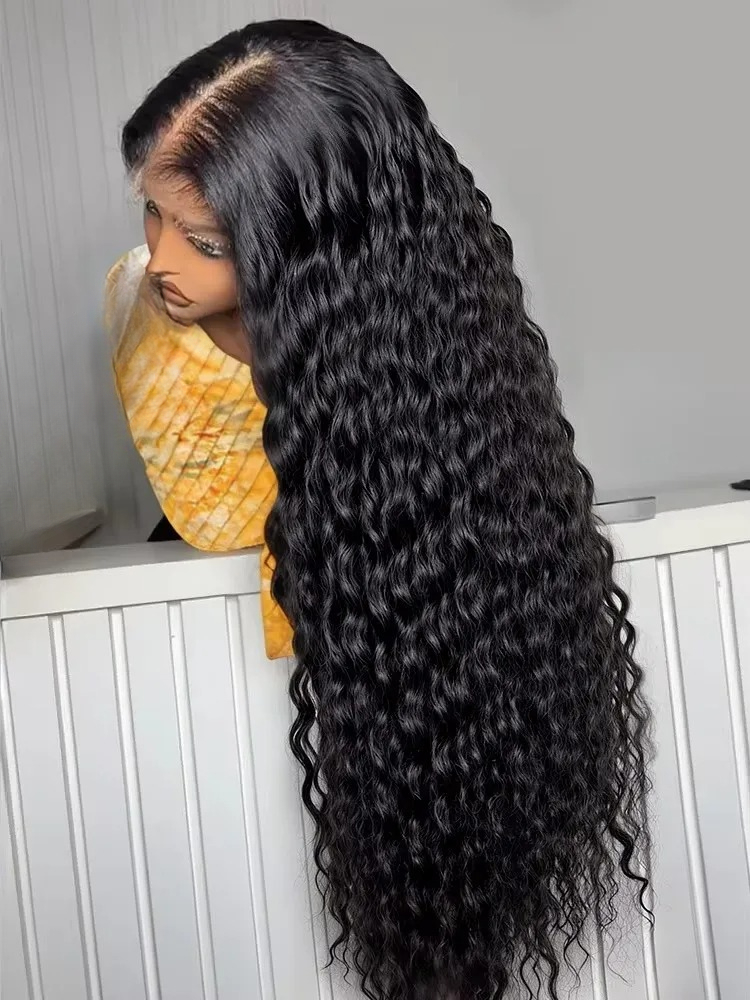 250 300 Density Curly 13x6 HD Lace Frontal Human Hair Wigs Brazilian 30 40 Inch Water Deep Wave 13x4 Lace Front Wig For Women Synthetic